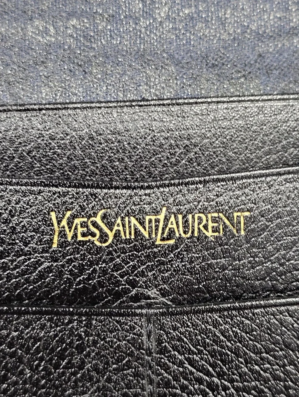 Yves Saint Laurent Black Leather Continental Wallet with Gold Corner Accents - Picture 12 of 16